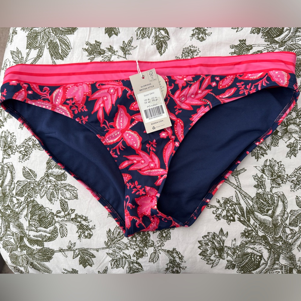 NWT Boden Ithaca Floral Navy&Red Women's Swim Bottom size 14 US Free w/ Bundle